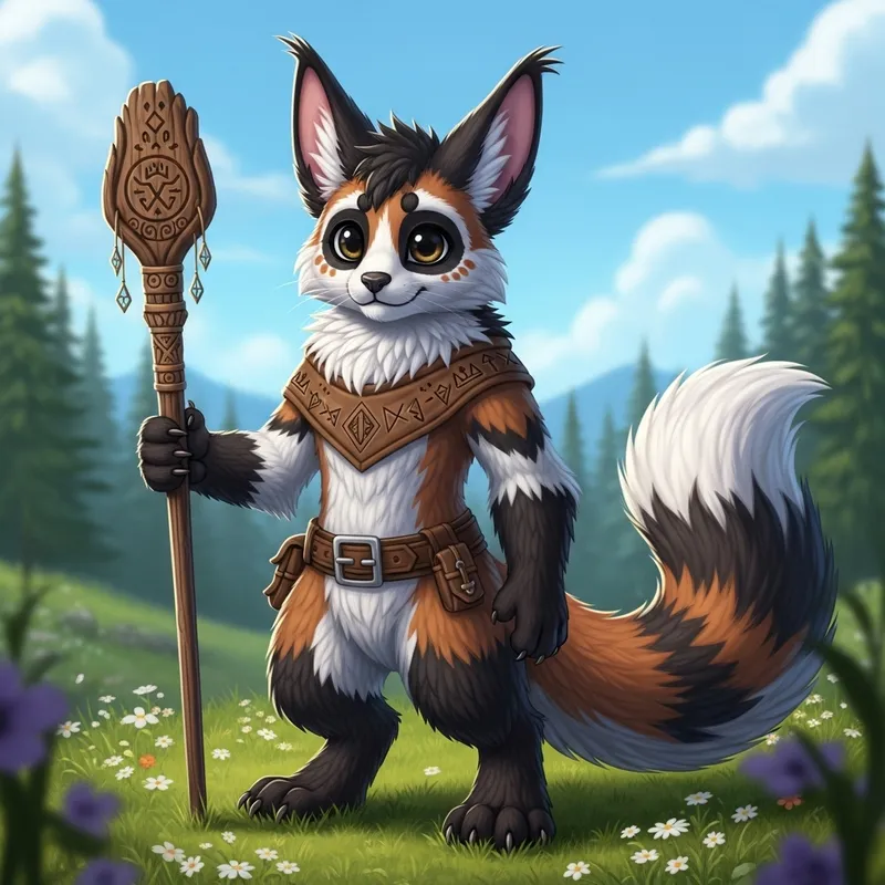 Enchanting Furry Creature with Multicolored Fur and Friendly Demeanor