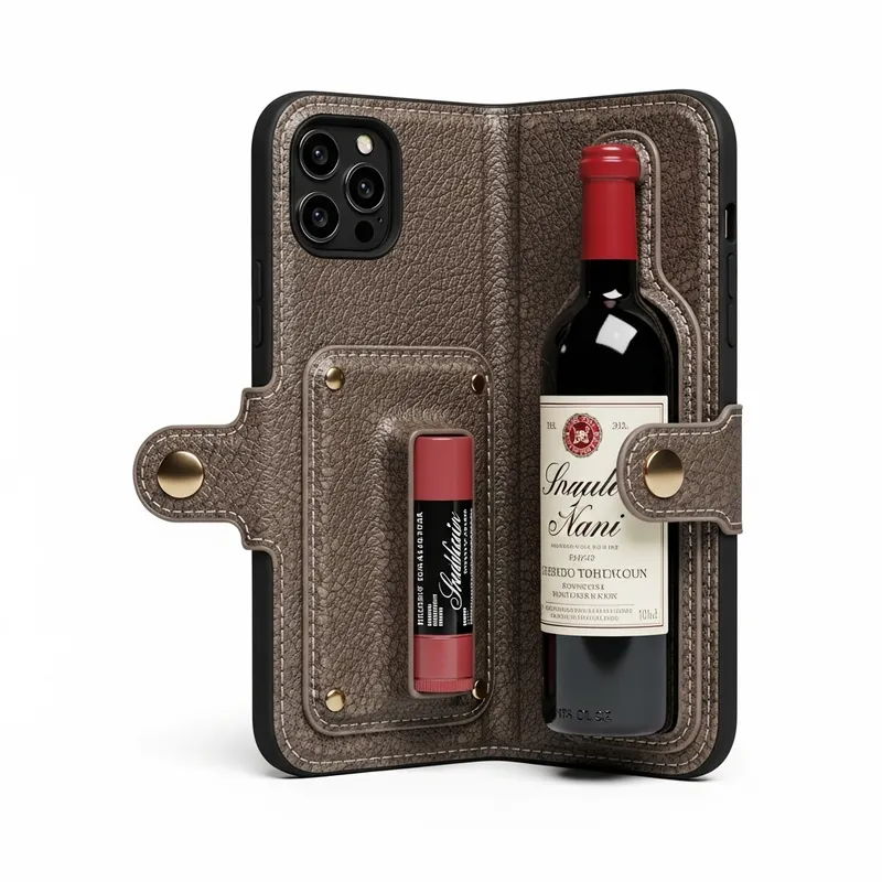 Mini Wine Bottle iPhone Case with Lip Balm Compartment