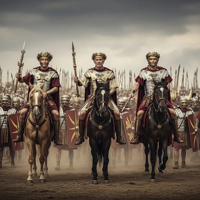 Roman Emperors on Horses in Majestic Battle with Multinational Army