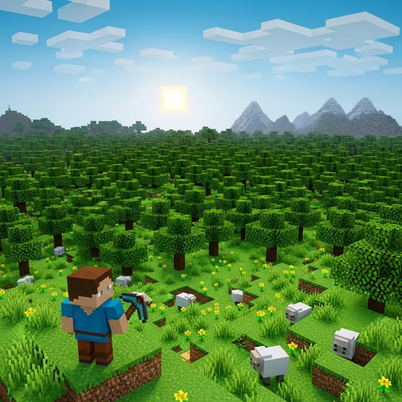 Explore a Minecraft Pixelated World Scene