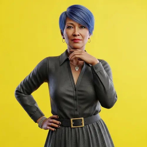Elegant 3D Portrait of a Middle-Aged Asian Woman