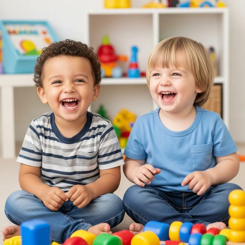 Noisy Loving Twin 2-Year-Old Boys | Playful Hispanic & Caucasian Kids