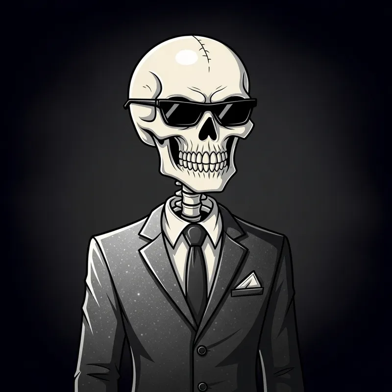 Badass Cartoon Skeleton in Elegant Tailored Suit