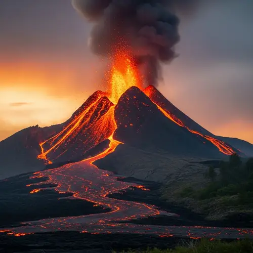 Colossal Active Volcano: Fiery Spectacle of Nature's Fury