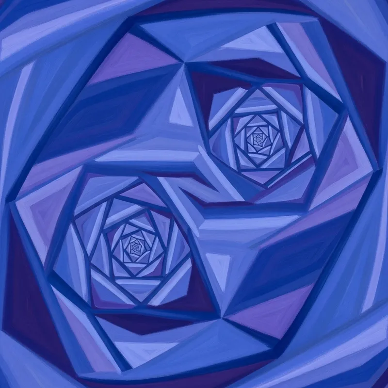 Spirited Manifestations: Blue & Purple Hexagrams Art
