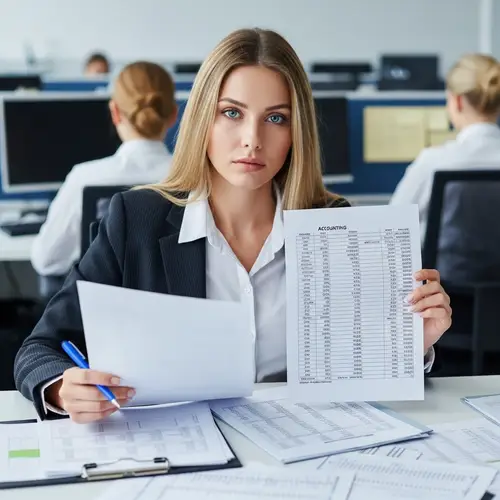 Bored Woman in Office | Accounting Spreadsheets Photo