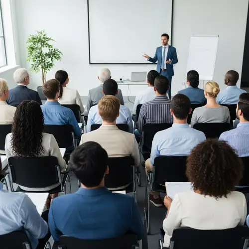 Diverse Adult Students Engaged in Educational Lecture