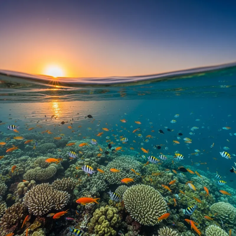 Ocean Mashua with Vibrant Coral Reef and Exotic Fish Ocean Mashua with Vibrant Coral Reef and Exotic Fish