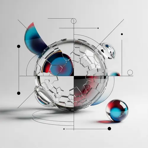 Contemporary Surrealism: Broken Glass Sphere Digital Artwork