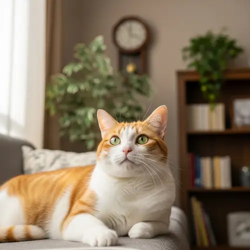 Orange and White Domestic Cat | Cozy Home Setting