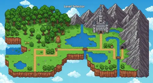 Pixel Art Level Selector Map for Adventure Enthusiasts