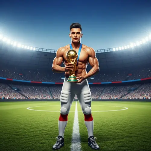 Cristiano Ronaldo Triumphantly Holds World Cup in Stadium