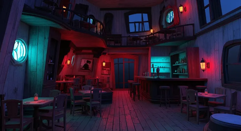 Surreal Vintage Tavern: Captivating & Mysterious Ambiance