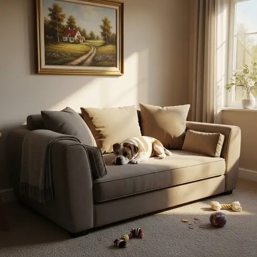 Tranquil Pet Sofa in Cozy Living Room | Comfort for Your Pet