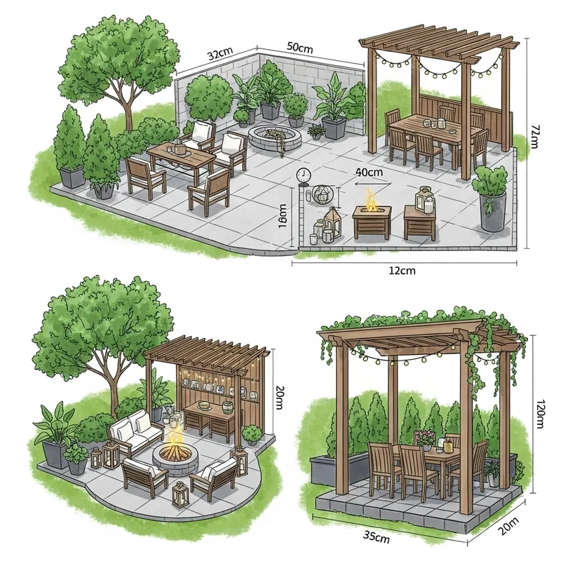 Stylish Backyard Patio Design with Perfect Size and Style