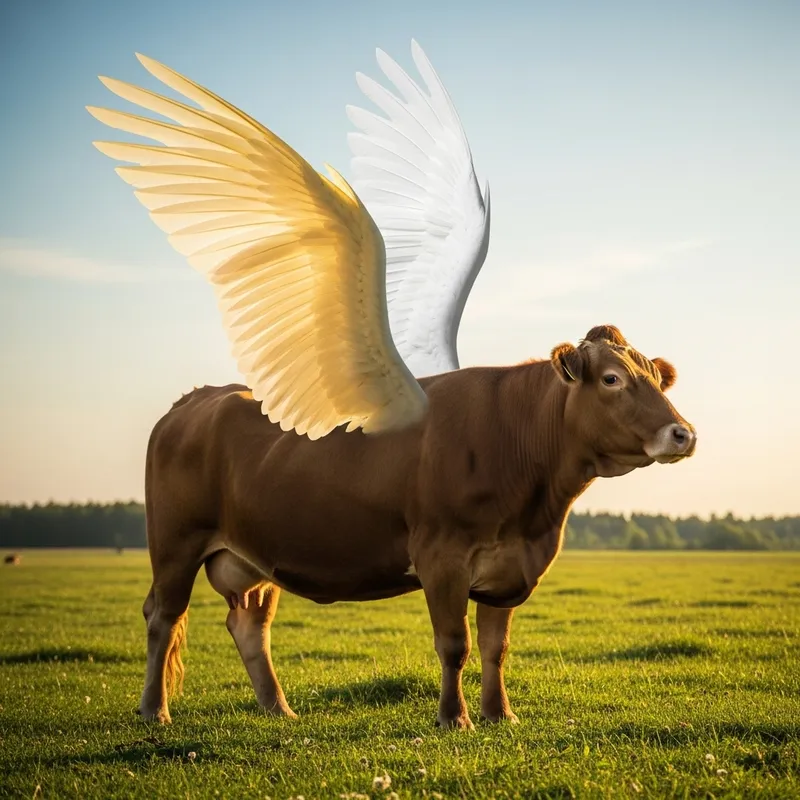 Enchanting Winged Cow - Iconic Nature's Beauty Enchanting Winged Cow - Iconic Nature's Beauty