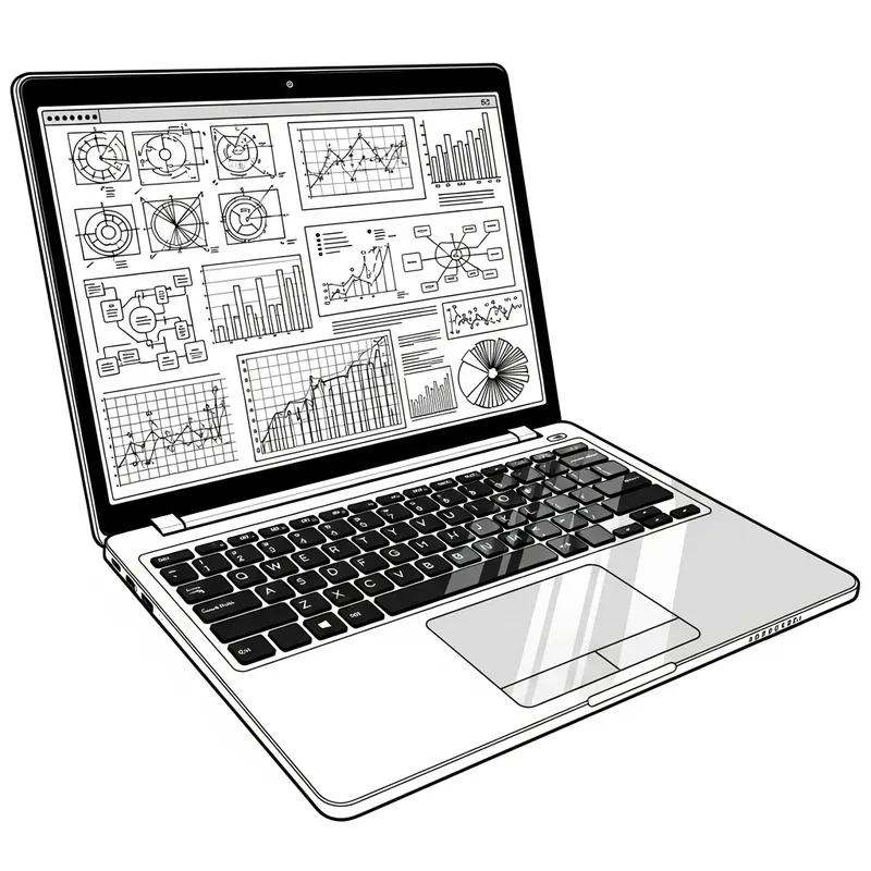 Sleek Laptop Computer Line Art Illustration