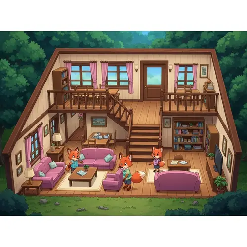 Charming Cartoon Fox Family Home Near the Woods