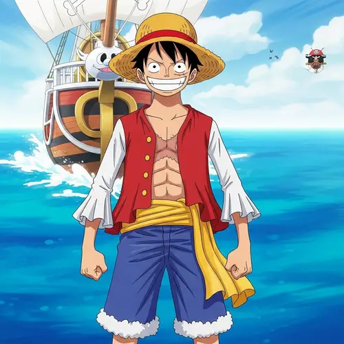 Monkey D. Luffy - Cartoon Character with Straw Hat and Pirate Outfit