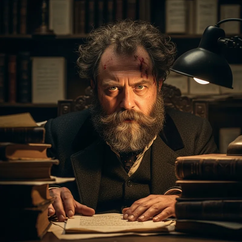 Maxim Gorky Lookalike in Untidy Study