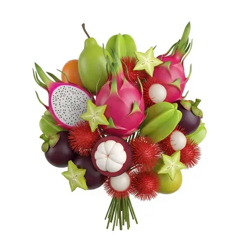 Exotic & Juicy Fruits Bouquet: 3D Rendered Visual Delight