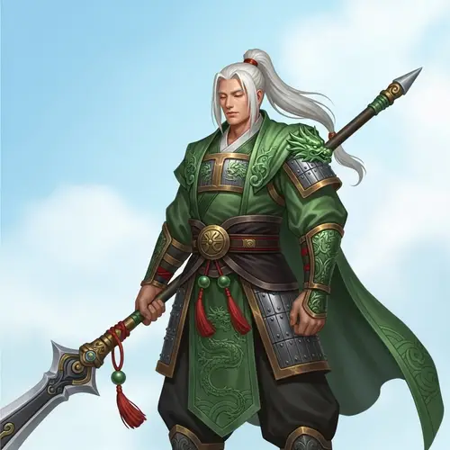 Mystical Monk Character with Polearm Weapon - Insightful Details