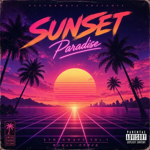 Dreamy Synthwave Album Cover Art - Retro 80s Aesthetic