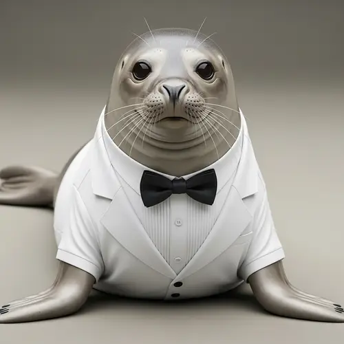Adorable Seal in White Tuxedo | Portrait Setup
