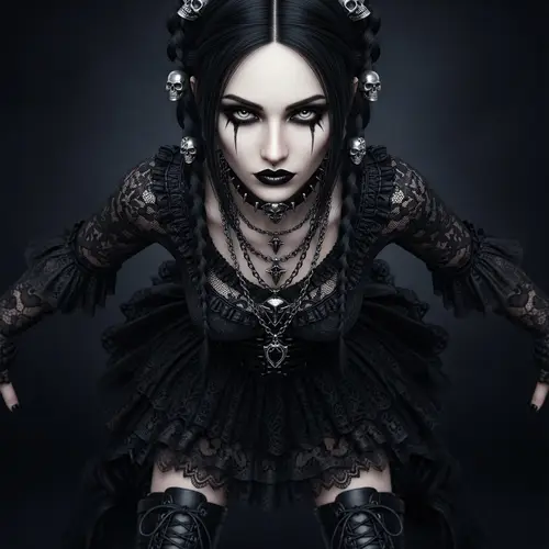 Intense Goth Girl in Dark Digital Art