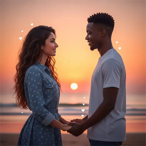 Romantic Sunset Beach Love Image for Couple