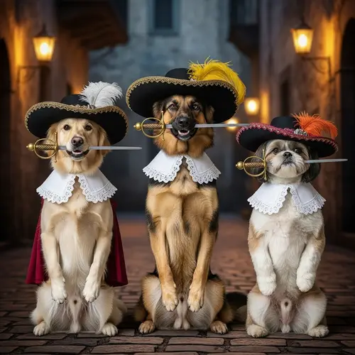 Three Dog Musketeers: A Renaissance Canine Ensemble