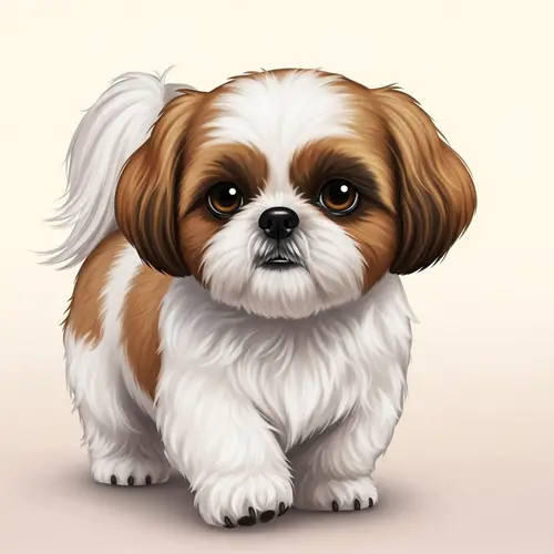 Animated Shih Tzu Dog with Enigmatic Black Spot on Right Eye