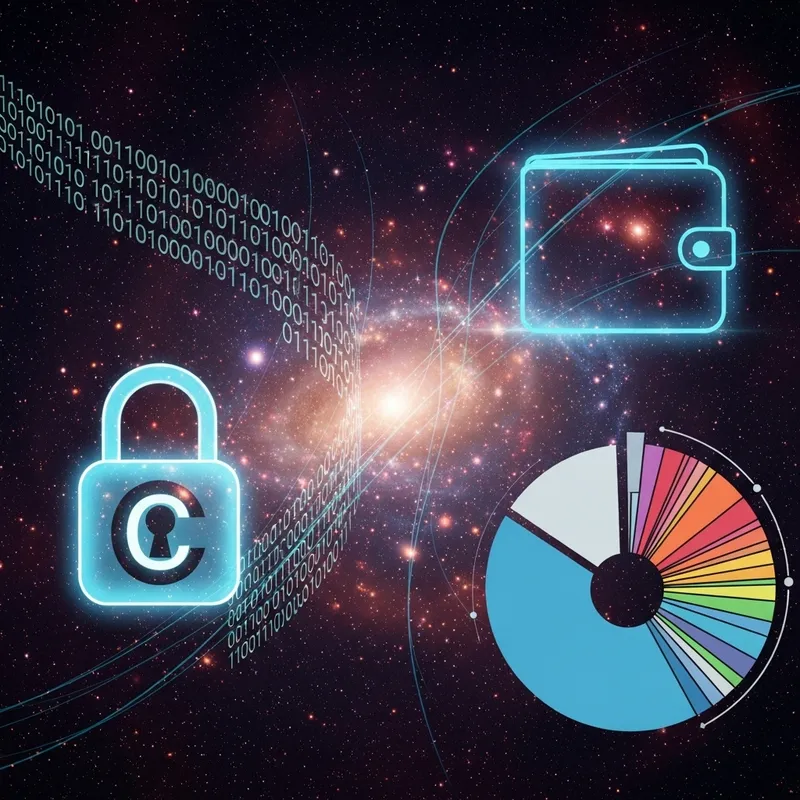 Cryptocurrency Art: Digital Padlock, Wallet & Market Chart