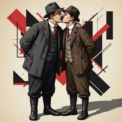 Historical Russian Poets Cheek Kiss | Early 20th Century