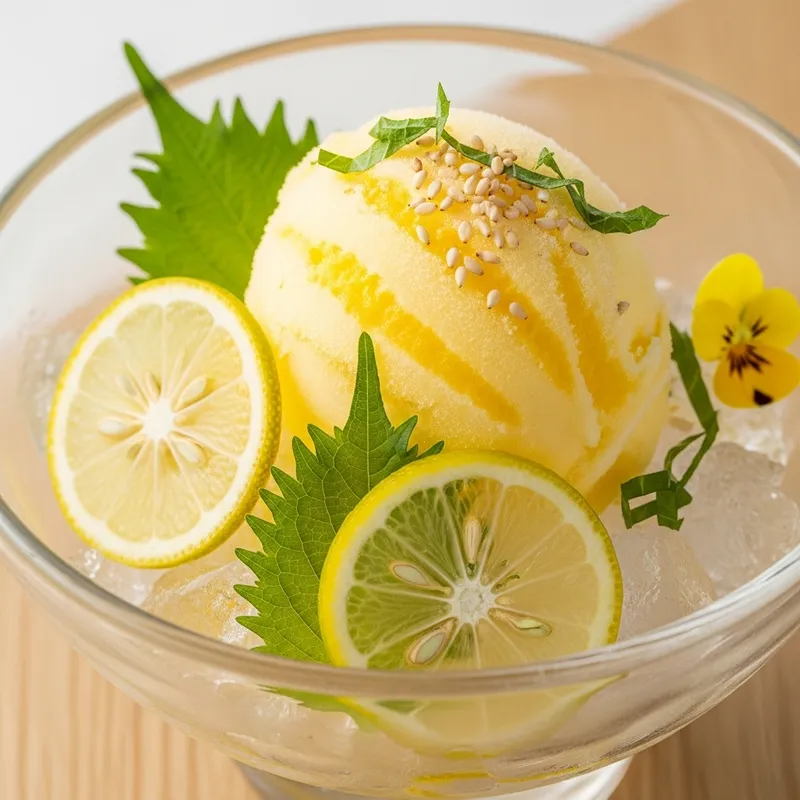 Vibrant Lemon Sorbet: Japanese-Inspired Texture and Smoothness