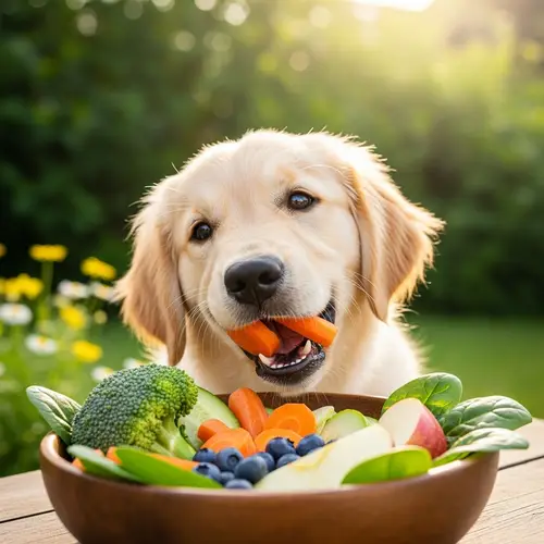 Cute Dog Enjoying Natural Food in Garden