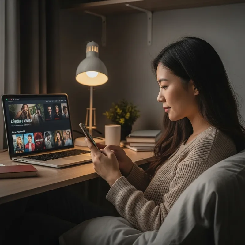 Portrait of Asian Woman in Cozy Study - Timeless Indulgence