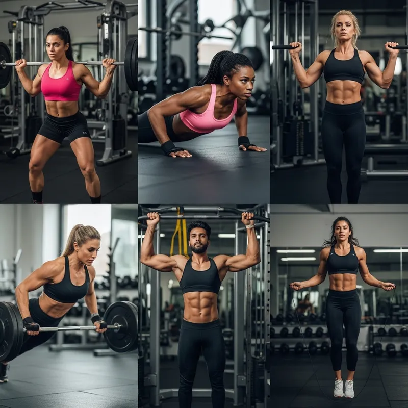 Empowering Muscle Women: Diverse Strength Training in Bright Gym