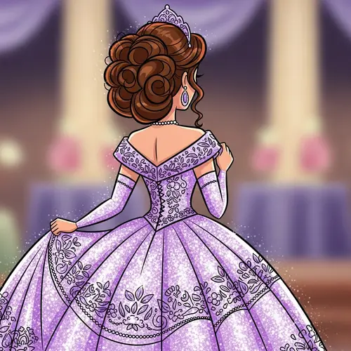 Latina Quinceañera in Lavender Dress with Mexican Heritage Details