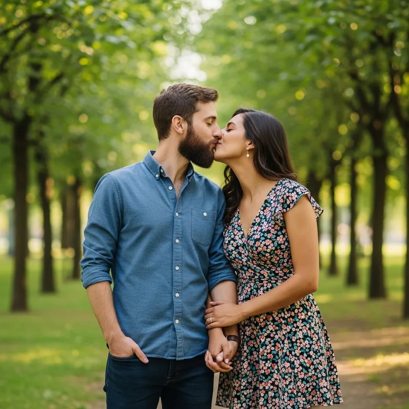 Young Man with Beard Kissing His Girlfriend | Romantic Love Story Photoshoot