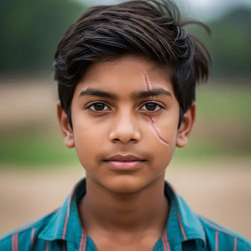 Charming South Asian Boy with a Distinguishing Scar