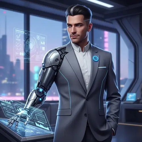 Futuristic Entrepreneurial Character Inspiring Innovation