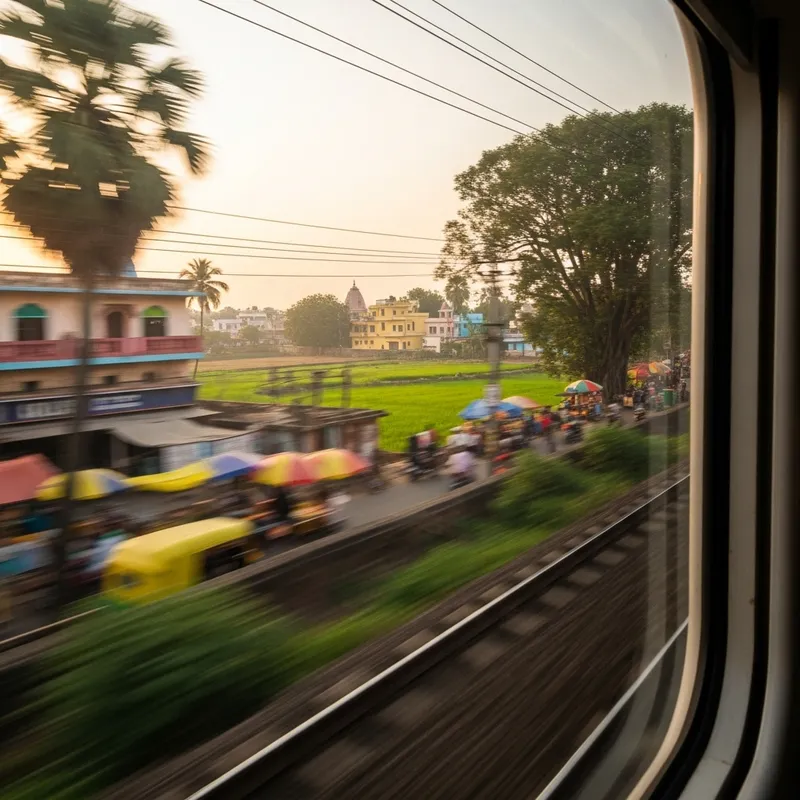 Speeding Through Indian Landscapes on a Train