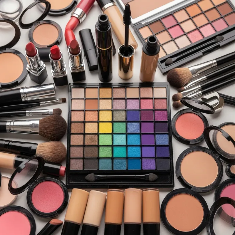 Colorful Makeup Products | Vibrant Artist's Setup