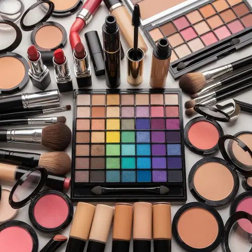 Vibrant Makeup Products Facebook Cover | Professional Artist's Workspace