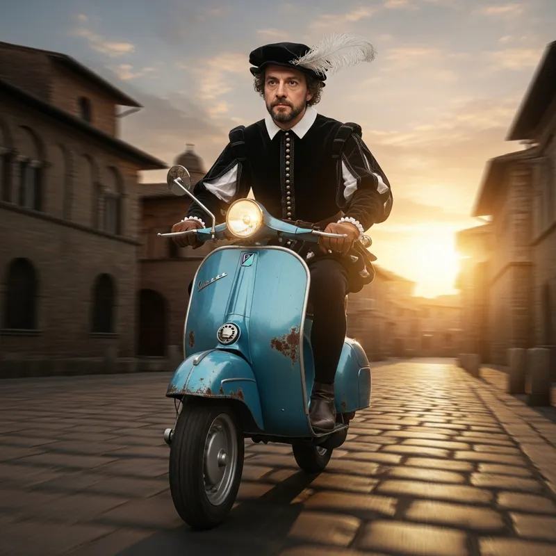 Cristoforo Colombo on Scooter - Historical Icon
