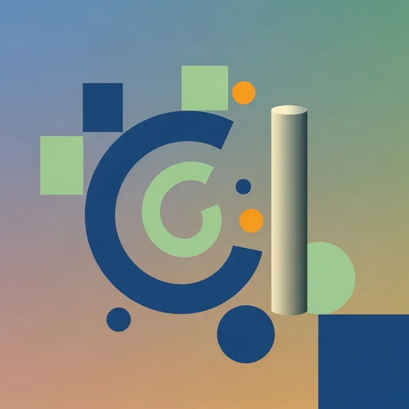 Abstract Geometric Artwork with Unclosed Curves and Cylindrical Object