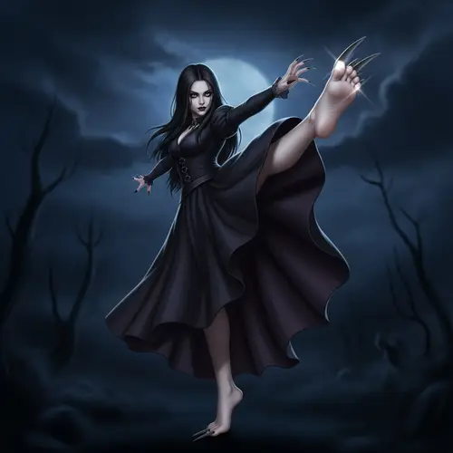 Gothic Vampire Girl | Long Skirt, Kicking Action | Spooky Aesthetic