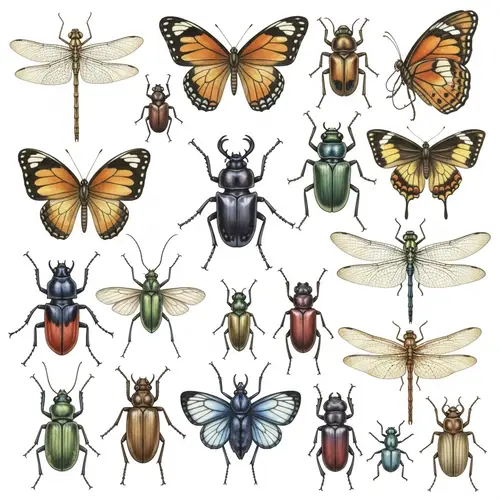 Watercolor Insects: Butterflies, Beetles, Dragonflies | Art Collection