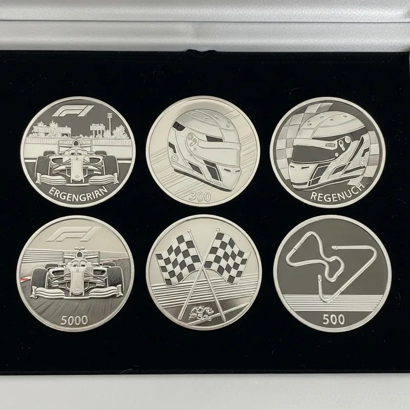 Formula 1 Coins Collection | Racing Car, Helmet, Flag & Circuit